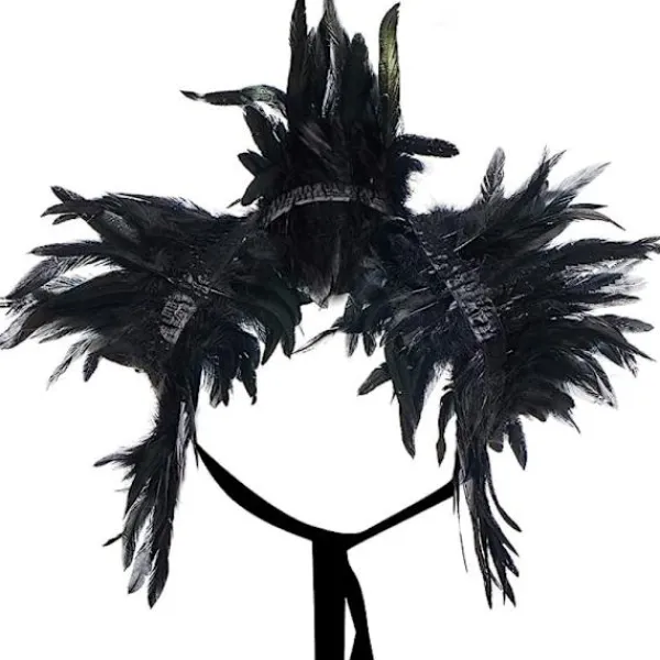 Fjädercape Fjädersjal LILA> Huvudbonader