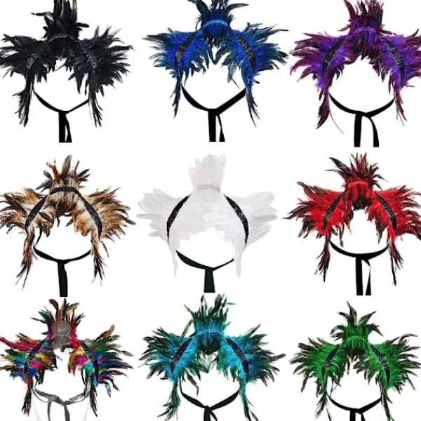 Fjädercape Fjädersjal LILA> Huvudbonader