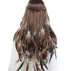 Fjäderhuvudbonad Boho Hippie Pannband - Fancy Feather Headdress Bohemian Headpiece Tassel För Kvinnor Flickor Karneval Hårprydnad> Huvudbonader
