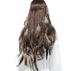 Fjäderhuvudbonad Boho Hippie Pannband - Fancy Feather Headdress Bohemian Headpiece Tassel För Kvinnor Flickor Karneval Hårprydnad> Huvudbonader