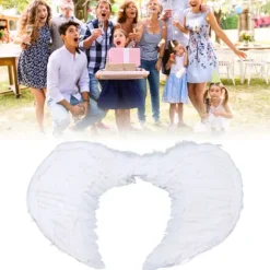 Fjädervingar för Vuxna och Barn Cosplay Levande Ving Kostymtillbehör för Halloween Julfest Vit M 60 X 45cm / 23.6 X 17.7in> Tillbehör