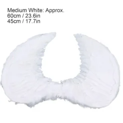 Fjädervingar för Vuxna och Barn Cosplay Levande Ving Kostymtillbehör för Halloween Julfest Vit M 60 X 45cm / 23.6 X 17.7in><noscript><img width=