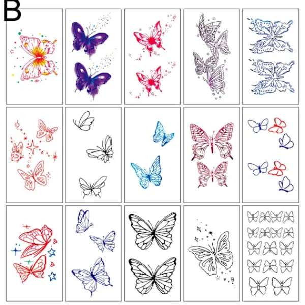 10/fjäril Tatuering Klistermärken Vattentät Kvinnlig Fräsch Färgglad Tredimensionell N7p6> Smink