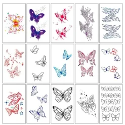 10/fjäril Tatuering Klistermärken Vattentät Kvinnlig Fräsch Färgglad Tredimensionell N7p6><noscript><img width=