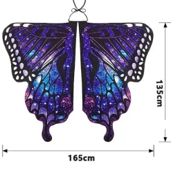 Fjärilsdräkt för kvinnor, Halloween-dräkt kappa med huva, fjärilsvingar för utklädning, karnevaldräkt för kvinnor med ansiktsmask> Tillbehör