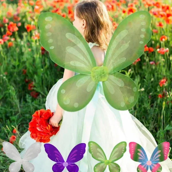 Fjärilsfévingar med elastiska band för prinsesskostymfestfavoriter> Tillbehör