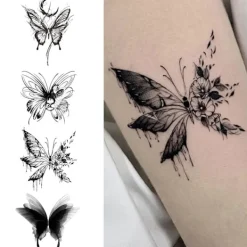 Fjärilstatuering Klistermärken Vattentät Permanent 15 Dagar Realistisk Effekt Anti Slitage Temporär Fjäril Ros Blomma Ord Söt Anime Tatuering Tat | Fyndiq> Smink