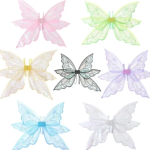 Fjärilsvingar för vuxna och barn, glittrande genomskinliga älvvingar> Tillbehör