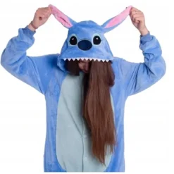 Fleece Stitch tecknad pyjamas i ett stycke och hemkläder S-XL XL><noscript><img width=