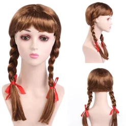 Flickor Flätad Anna Peruk Lång Cosplay Syntetiska Peruker för Halloween><noscript><img width=