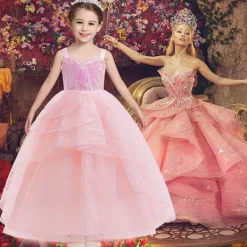 Flickor Prinsessa Glinda Klänning Cosplay Kostym Elak Karneval Party Maskeradklänning Endast Garland Pannband-FA- One Size><noscript><img width=