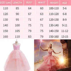 Flickor Prinsessa Glinda Klänning Cosplay Kostym Elak Karneval Party Maskeradklänning Endast Garland Pannband-FA- One Size><noscript><img width=