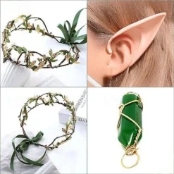 GETIT Floral Medeltida Renässans Huvudsmycke Halsband Öron Hårband Älva Alv Kvinnors Halloweenfest / Kväll Fler Tillbehör><noscript><img width=