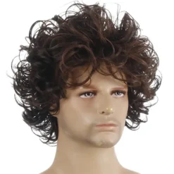 Fluffig kort lockig peruk för män - Trendig kort lockig peruk - 28cm><noscript><img width=