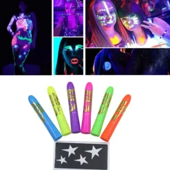 Fluorescerande Kroppsmålningskritor Tvättbara Luminescerande Pigment för Ansikte och Kropp> Smink