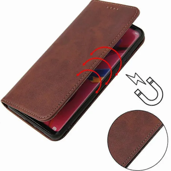 För LG K50 Kalvtextur Magnetisk Horisontell Flip Läderfodral> Smink