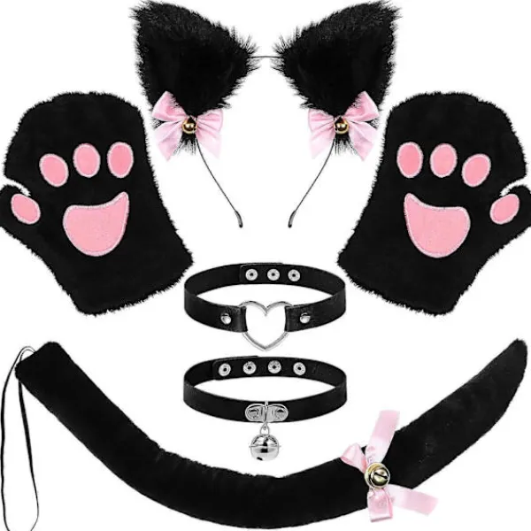 DAO FRCOLOR 1 Set Fuskpäls Rävöron Hårband Katt Tass Handskar Öron Pannband Räv Chokers Kvinnor Cosplay Tillbehör [DB]> Tillbehör