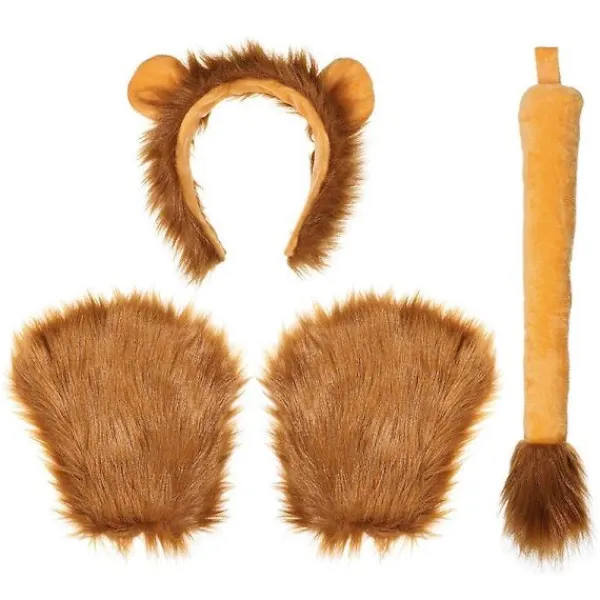 Frcolor Lovely Lion Cosplay Costume Kit Halloween Costume Lion Paw Mittens Ears Headband And Tail Set For Kids And Adults (brown> Tillbehör