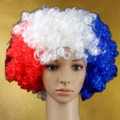 Färgglada Europeiska Cupen VM Flagga Peruker Fan Party Tillbehör Explosiva Huvudbonader Karneval Festival Tillbehör><noscript><img width=