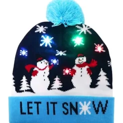 Färgglada LED-lampor lyser upp tomteluvan ful julmössa ful julmössa för vuxna jul nyårsfest> Huvudbonader