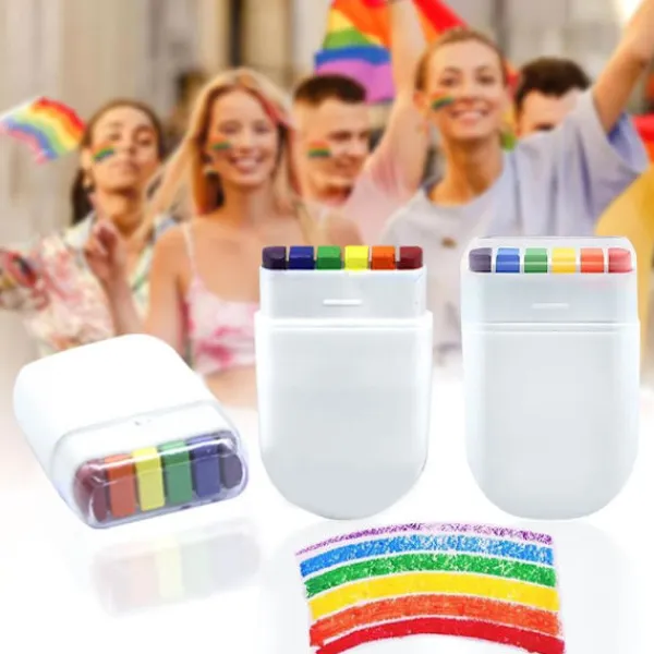 6-färgs regnbågsansiktsfärg VM EM ansiktsmålning> Smink