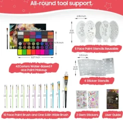 42-färgs Silver Kroppsmålningsset Giftfritt> Smink
