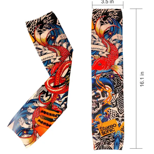 Förpackning med 9 tatueringsärmar Tatueringsarmstrumpa Armtatueringsstrumpa Unisex Nylon Tillfälliga tatueringar Arm Slumpmässig stil> Smink