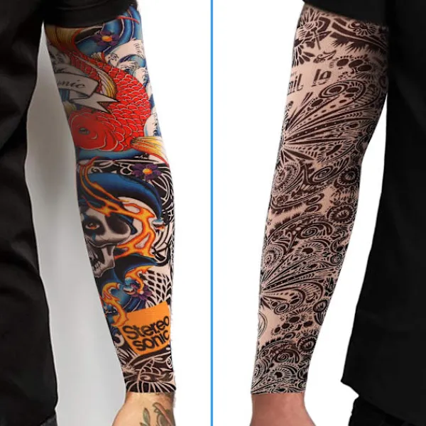 Förpackning med 9 tatueringsärmar Tatueringsarmstrumpa Armtatueringsstrumpa Unisex Nylon Tillfälliga tatueringar Arm Slumpmässig stil> Smink