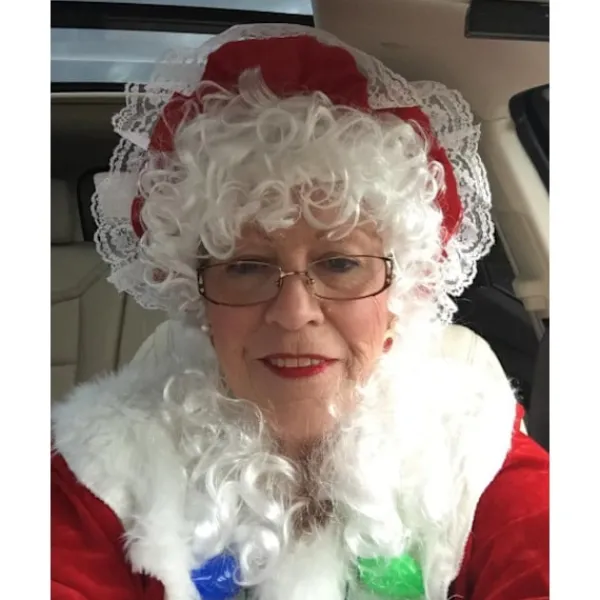 Fru Claus hatt, tomtemor mössa, juldräkt accessoarer spets vit trim hatt elastiskt band för vuxna jul nyår> Huvudbonader