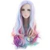 Full Lång Lockig Vågig Regnbågsperuk, Värmebeständig Peruk för Musikfestival, Temafester, Bröllop, Konserter, Dejting, Cosplay & Mer> Peruker
