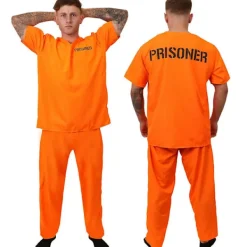 Fun Shack Fångdräkt Herr Orange Fängelse Klädsel Vuxen Halloween Kläder Handbojor För Män Finns L> Dräkter