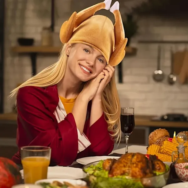 FMYSJ Funky Kalkonben Kockhatt för Thanksgiving & Jul - Polyester, Perfekt för Julbord & Fotorekvisita (FMY)> Huvudbonader