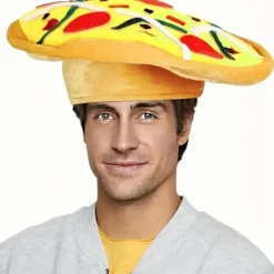 Funky Pizza-hatt för fester och evenemang - Perfekt för jul, Halloween, Thanksgiving, påsk - Polyester-festtillbehör, nyår, scendekoration> Huvudbonader