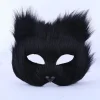 Furry Fox Mask Halloween Cosplay Mask, Party Cat Mask Easter Carnival Cosplay Party (Svart)> Masker