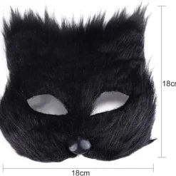 Furry Fox Mask Halloween Cosplay Mask, Party Cat Mask Easter Carnival Cosplay Party (Svart)> Masker