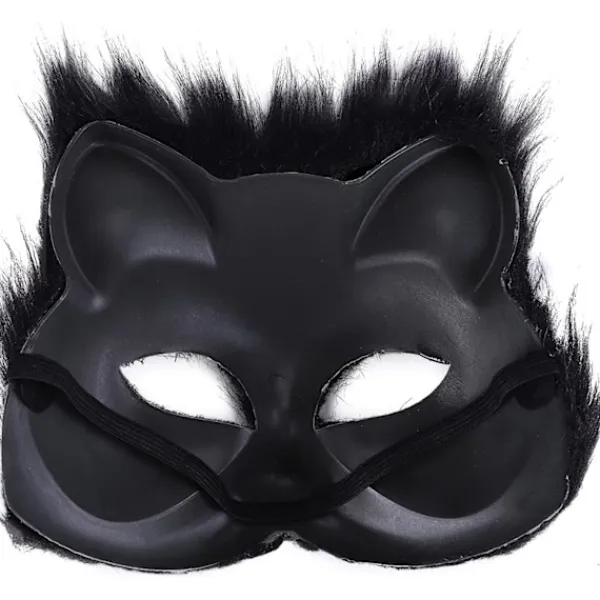 Furry Fox Mask Halloween Cosplay Mask, Party Cat Mask Easter Carnival Cosplay Party (Svart)> Masker
