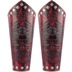 Fuskläder Rustning Medeltida Vantar handledsskydd Viking Arm Guards Larp Tillbehör Bred Bracer Arm Armor Manschett För Män Kvinnor(Röd)> Tillbehör