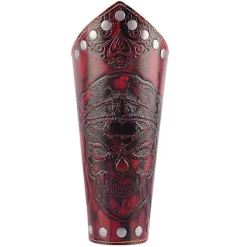 Fuskläder Rustning Medeltida Vantar handledsskydd Viking Arm Guards Larp Tillbehör Bred Bracer Arm Armor Manschett För Män Kvinnor（Röd）><noscript><img width=