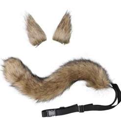 Fuskpäls Katt Räv Varg Luddig Svans och Klämma Öron för Halloween> Tillbehör