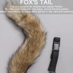 Fuskpäls Katt Räv Varg Luddig Svans och Klämma Öron för Halloween><noscript><img width=