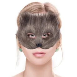 Fuskpäls Rävsvans Kattmask Therian Mask och Svans Halloween Cosplay Party-WELLNGS><noscript><img width=