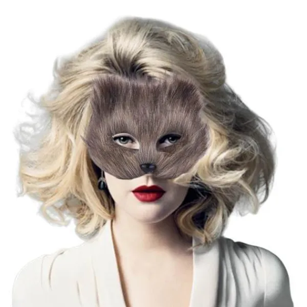 Fuskpäls Rävsvans Kattmask Therian Mask och Svans Halloween Cosplay Party-WELLNGS Svart> Tillbehör