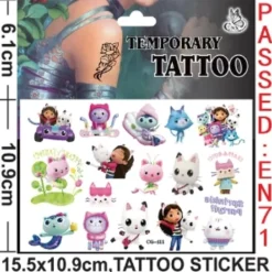 Best Trade Gabby Dollhouse Födelsedagsdekoration Bordsservis Tallrikar Kopp Servett Banner Presentpåse Bakgrund Bordsduk Ballong Kid Party Supplies 1pc Tattoo Sticker | Fyndiq> Smink