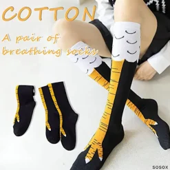 Galna roliga kycklingben fötter knähöga strumpor, roliga> Tillbehör