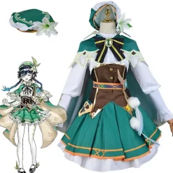 Game Genshin Impact Venti Cosplay Dräkt Outfit Anime Cosplay Halloween Kostymer Dam Venti Kostym Full Set Uniform XL> Dräkter