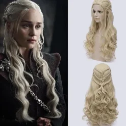 Game Of Thrones Daenerys Targaryen Cosplay Peruk Syntetiskt Hår Långt Vågigt Dragon Of Mother Peruker Halloween Festdräkt För Kvinnor> Peruker