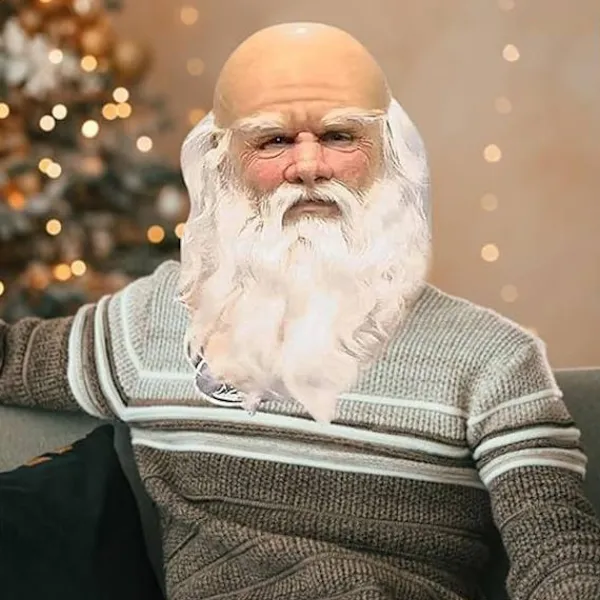 Gamla Män Masker, Jultomte Latex Mask med Vitt Skägg, Vuxen Jultomte Skägg Peruk Hatt Set för Cosplay Kostym Julfest Karneval> Masker