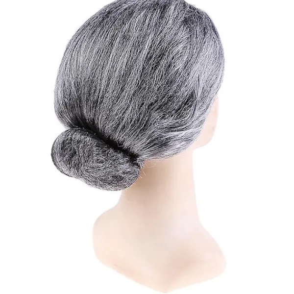 YIXI Gammal dam Mormor Mormor Grå Peruk Bun Hår Mormor Maskeraddräkt> Peruker