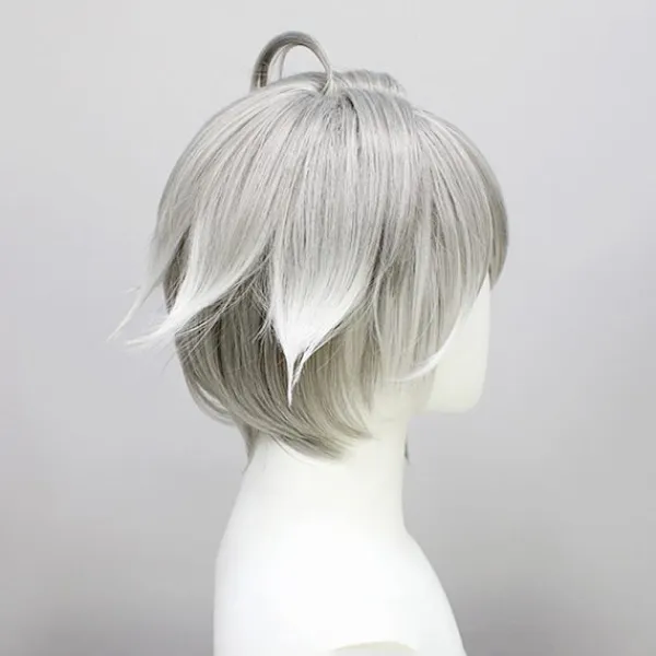 Genshin Impact Al Haitham Cosplay Peruk Kort Grå Vit Peruk Anim> Peruker