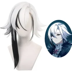 Genshin Impact Arlecchino Cosplay Peruk Vit Svart Värmebeständig Y> Peruker